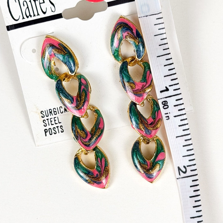 Deadstock Claire's Chunky Enamel Dangly Earrings