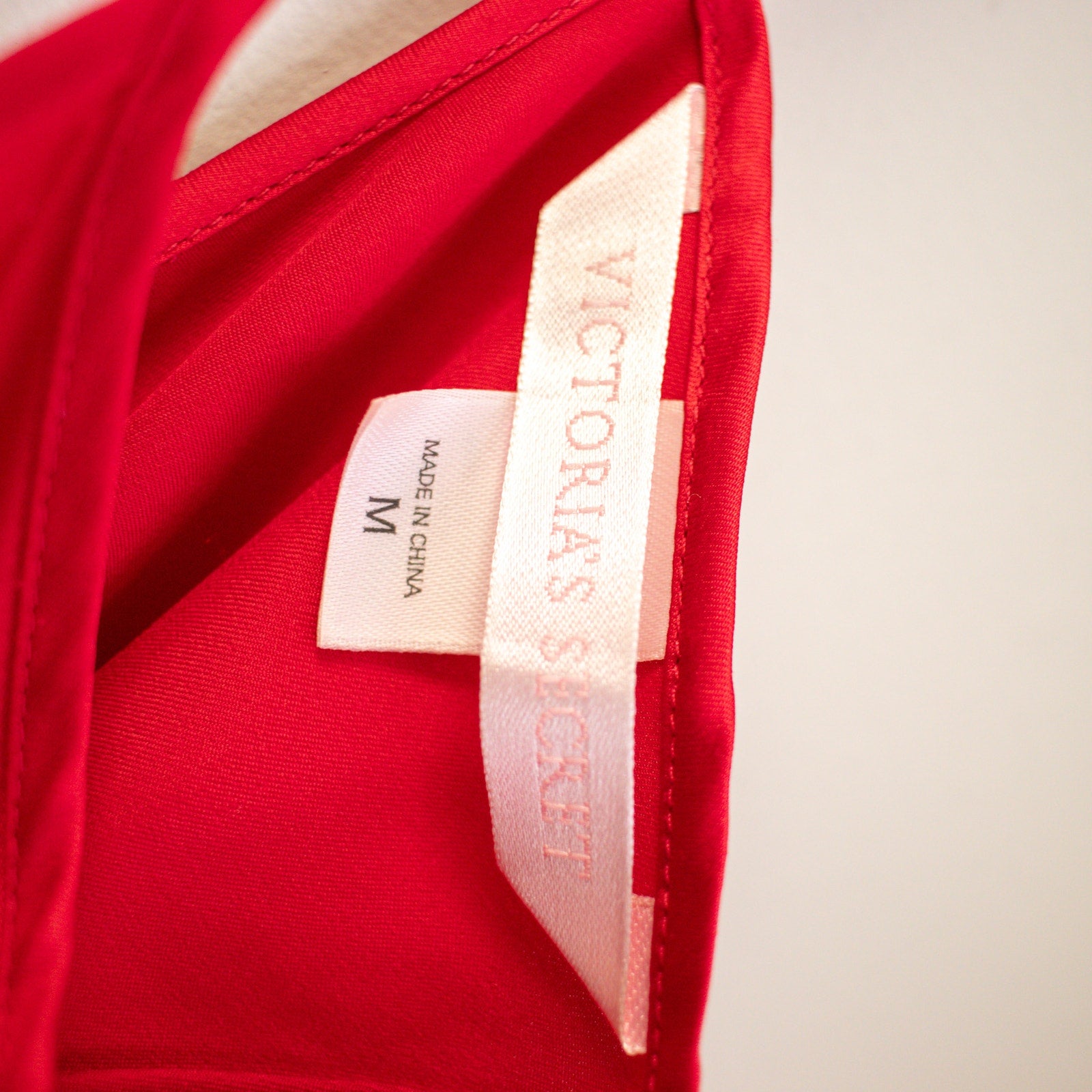 Victoria's Secret Red and Black Lace Satin Nighty Pajamas Size Medium