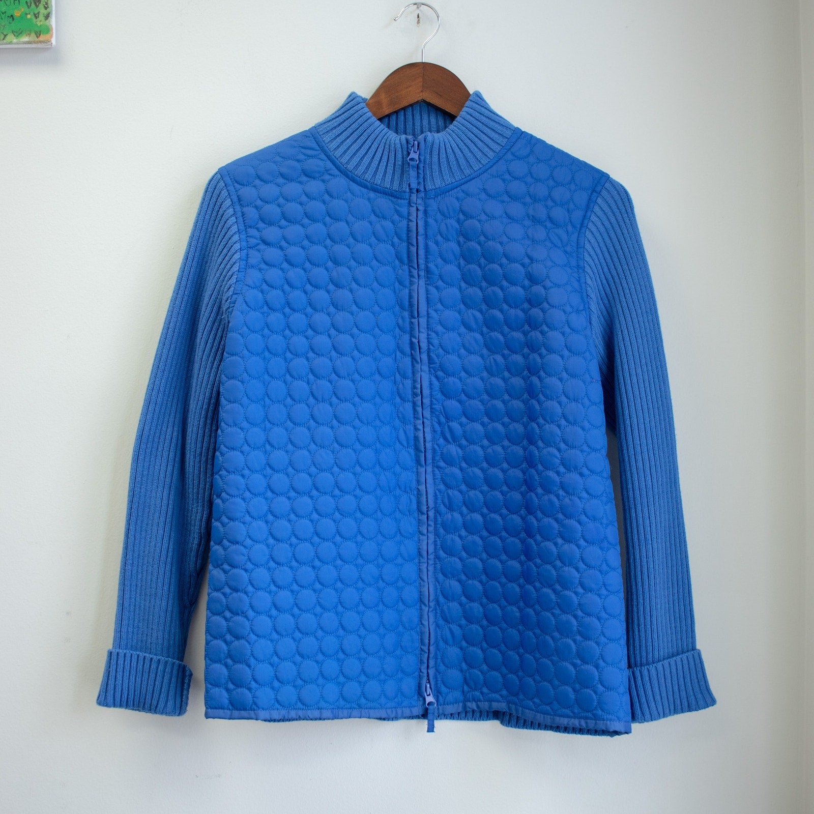 Y2K Cobalt Blue Quilted Zip-up Size XL
