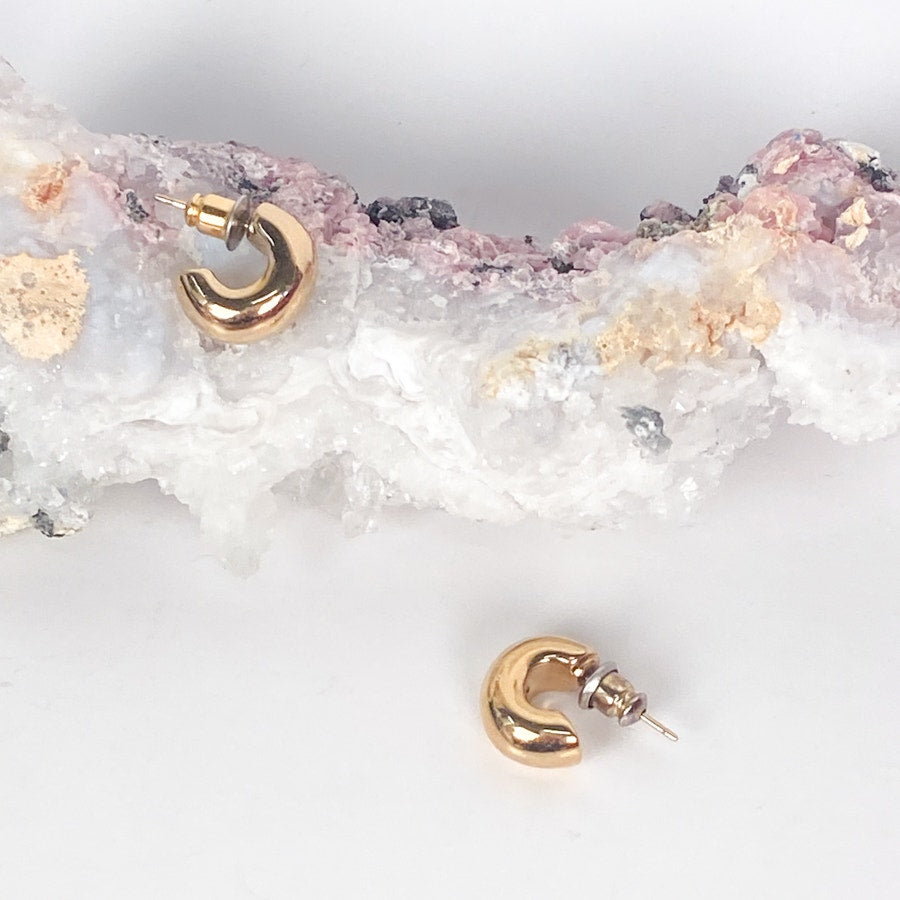 Chunky Gold Plated Hoops with 14kt Gold Posts