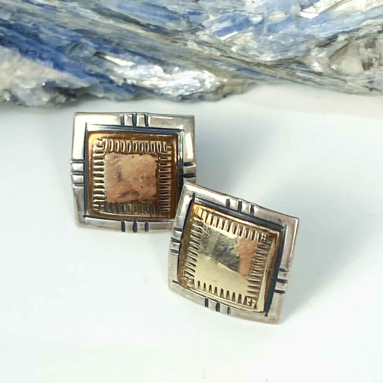 2 Paris Sterling Silver Gold Fill Southwestern Studs