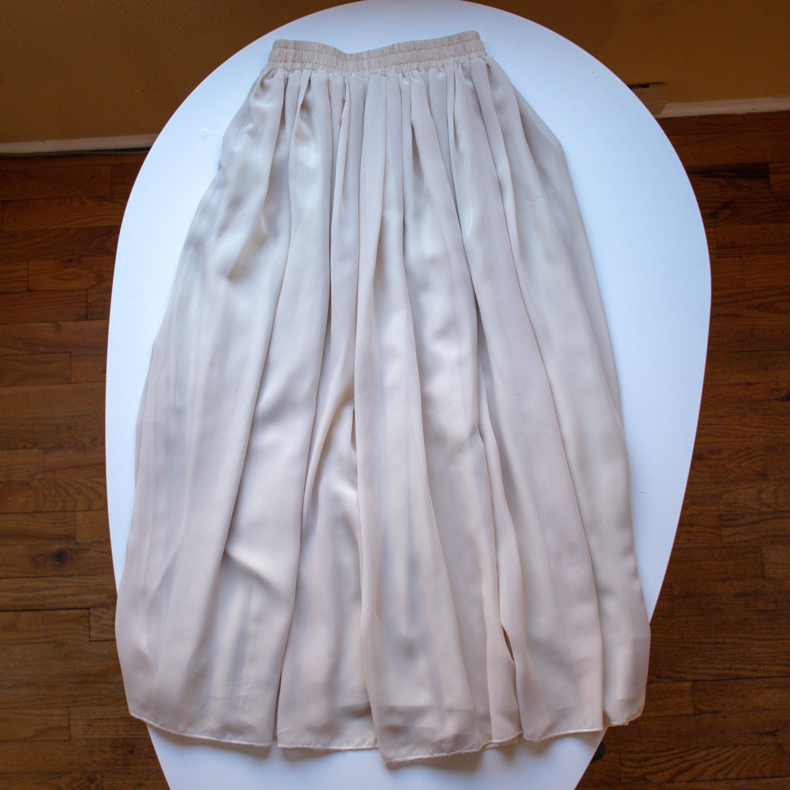 Beige Pleated A-Line Maxi Skirt Size Small