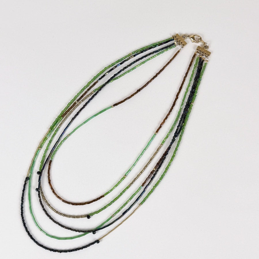 Green Glass Multi-Strand Necklace