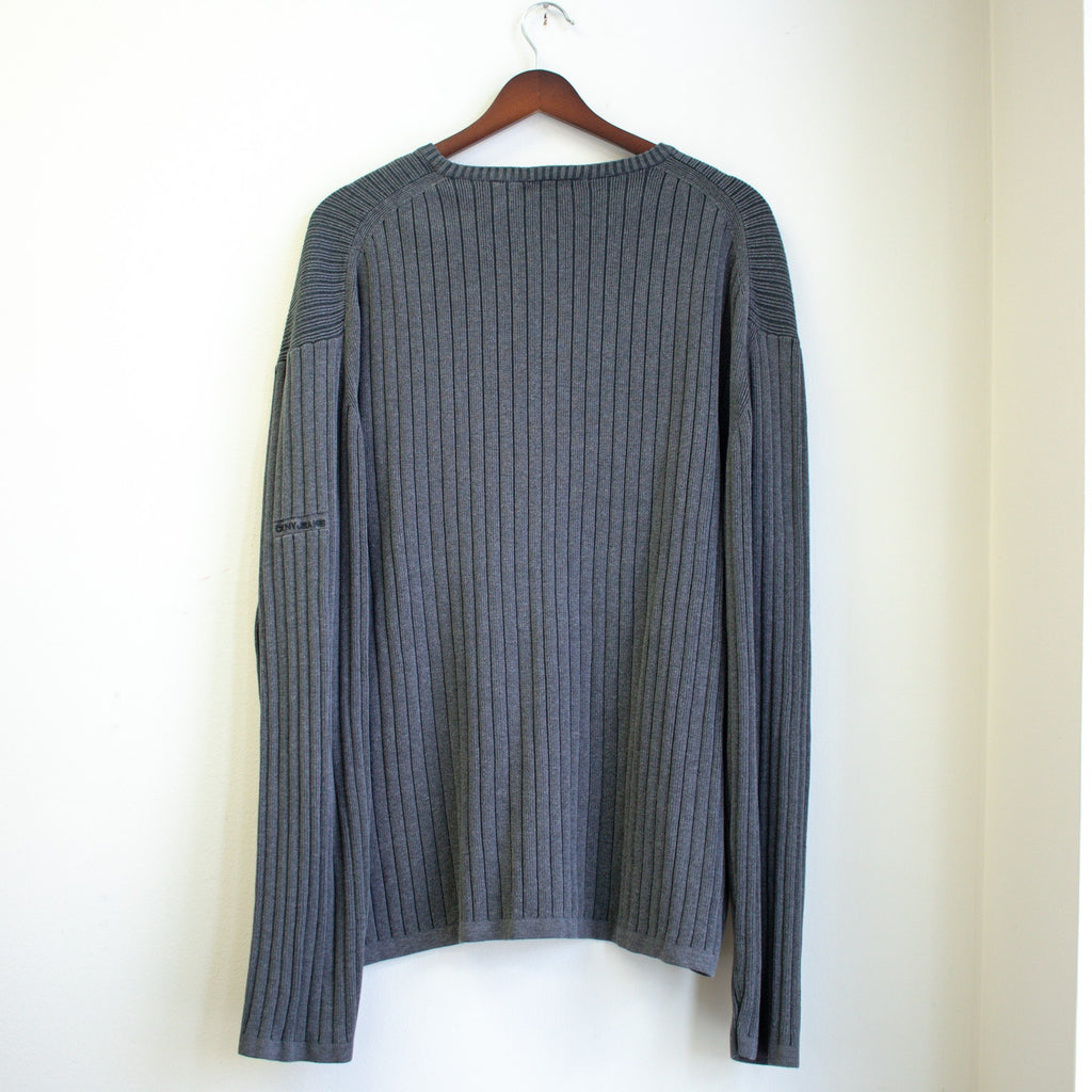Vintage DKNY Jeans Charcoal Gray Ribbed Loose-Fit Sweater Size XXL