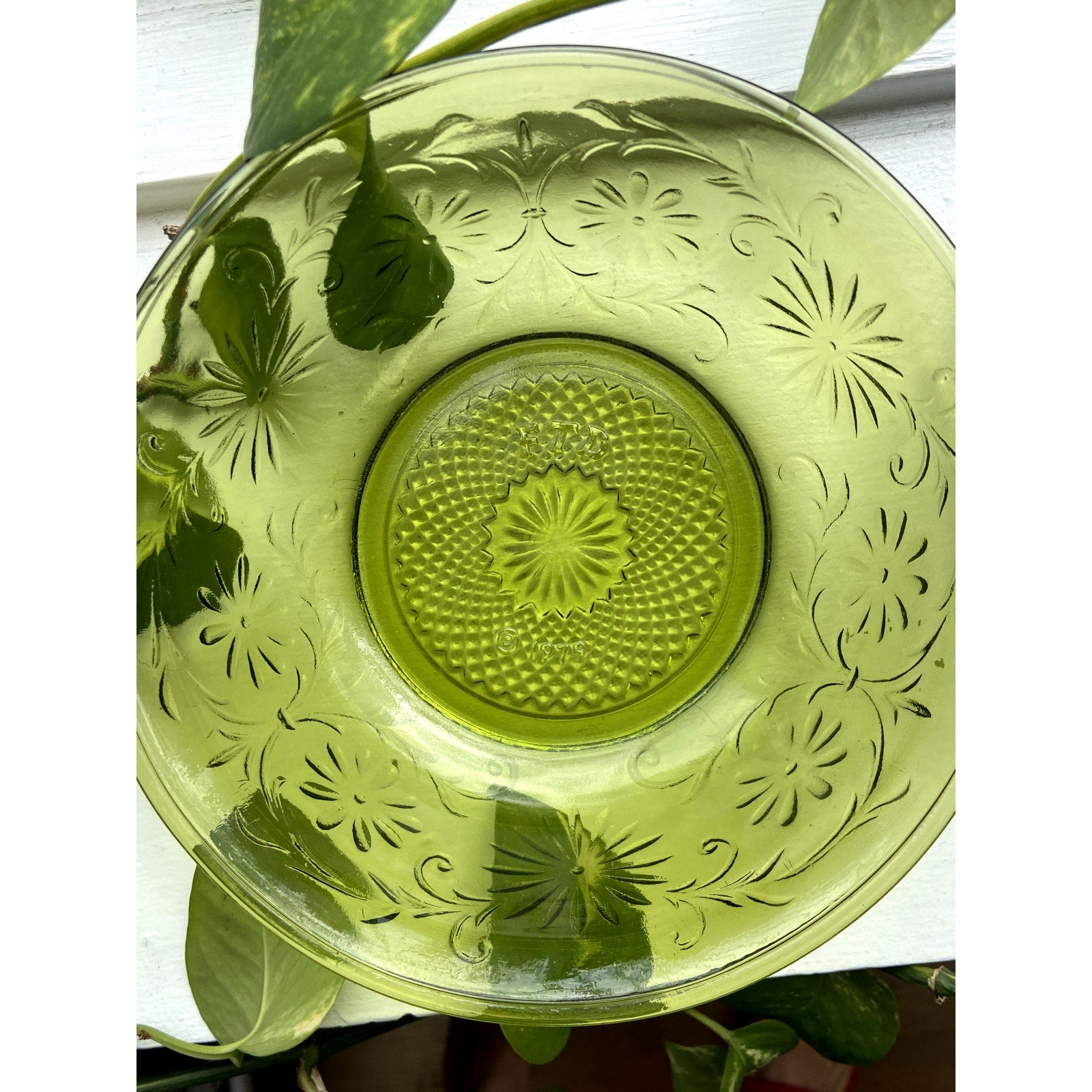 Green Depression Glass Style Bowl