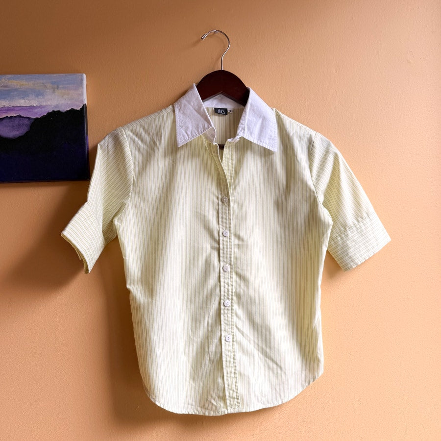 Vintage Light Green Striped Button Down Size Small