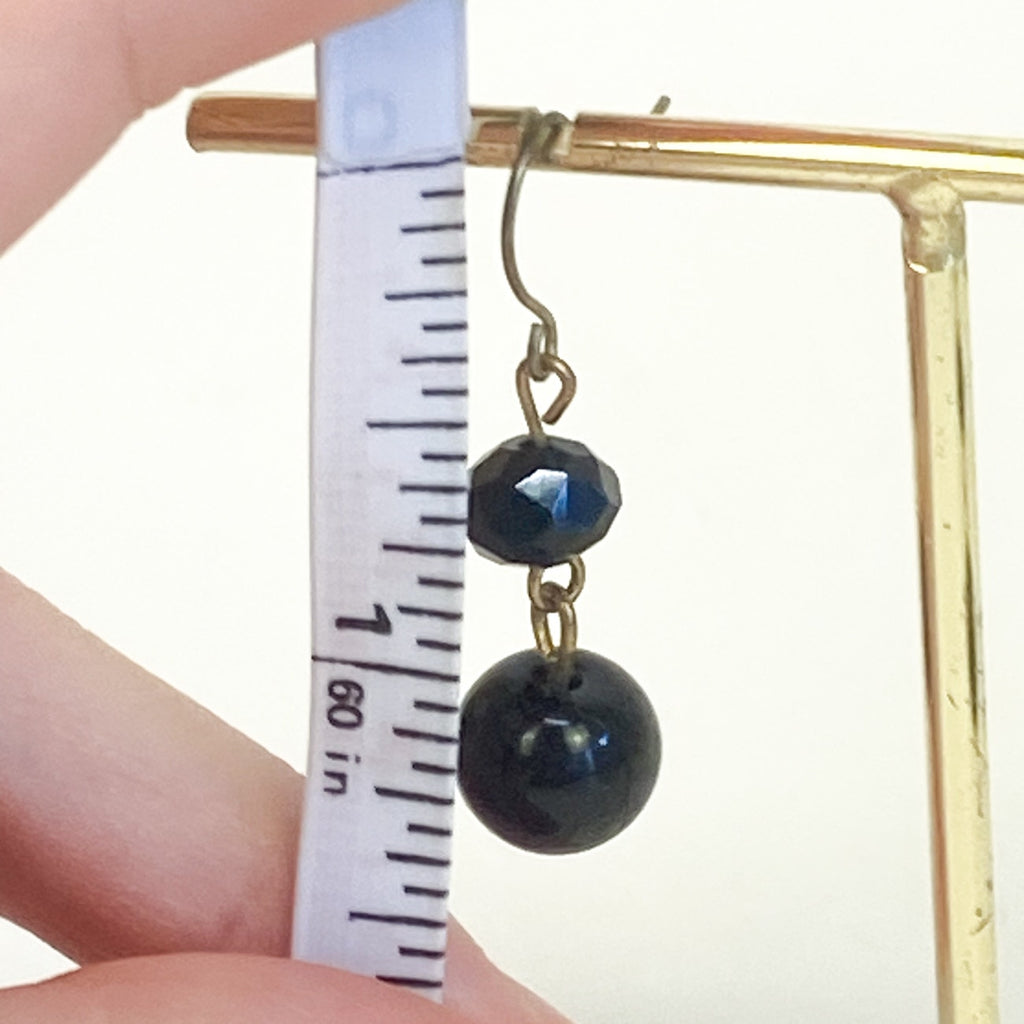 Dangly Earrings Black 1.5 Inches