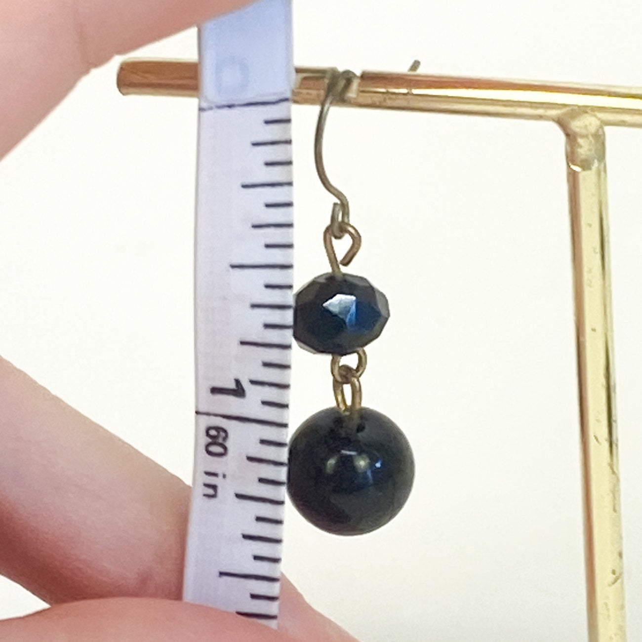 Dangly Earrings Black 1.5 Inches