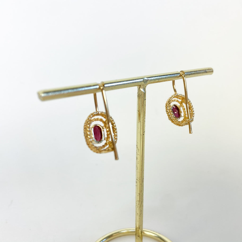 Tuscan Mom Aesthetic Garnet Earrings Victorian Bohemian Vintage Gold tone Estate Jewelry