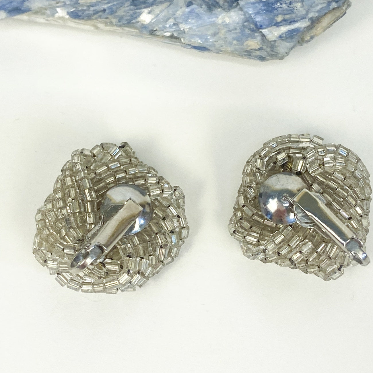 Beaded Knot Clip On Earrings Vintage