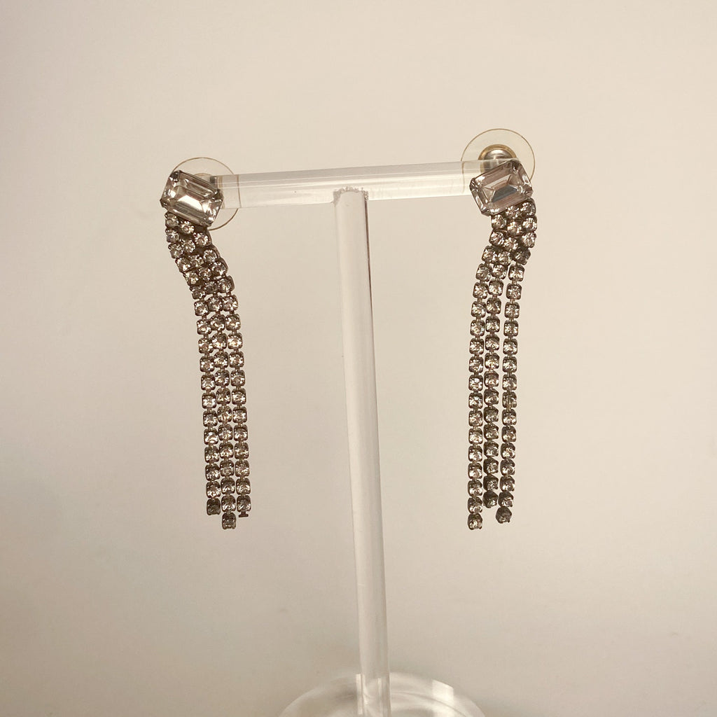 Sparkly Dangly Rhinestone Earrings Vintage 60s
