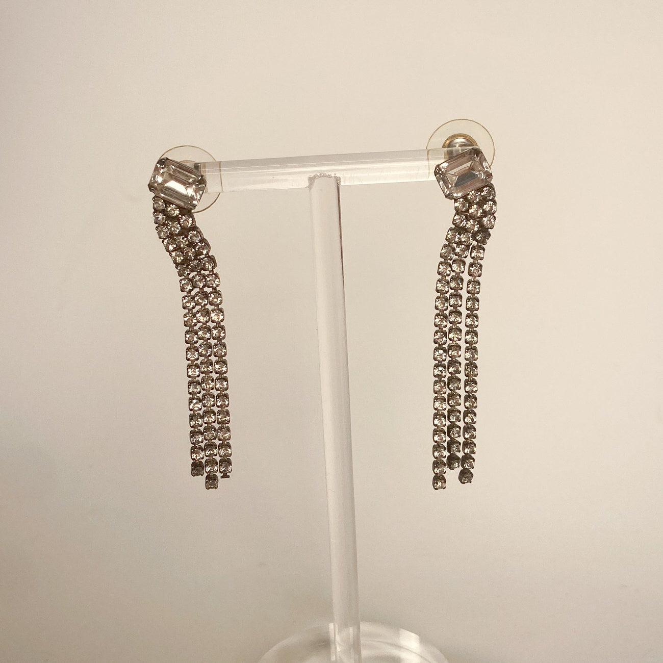 Sparkly Dangly Rhinestone Earrings Vintage 60s