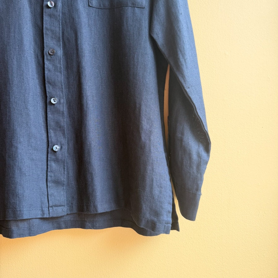 100% Linen Black Button Down
