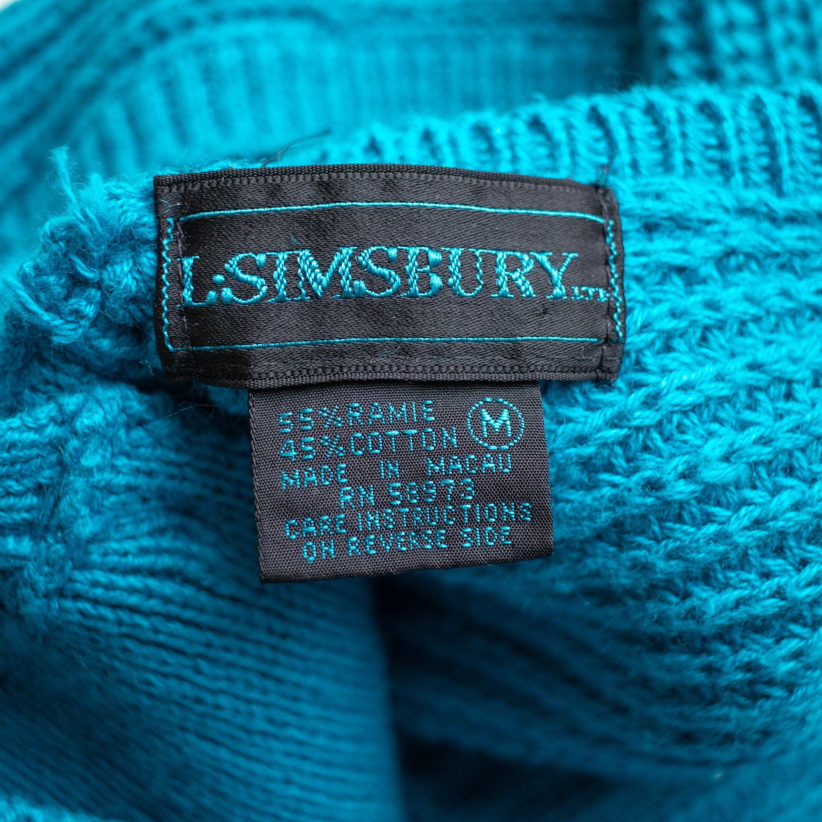 Vintage Teal Blue Reversible Cotton Sweater Vest Size Medium