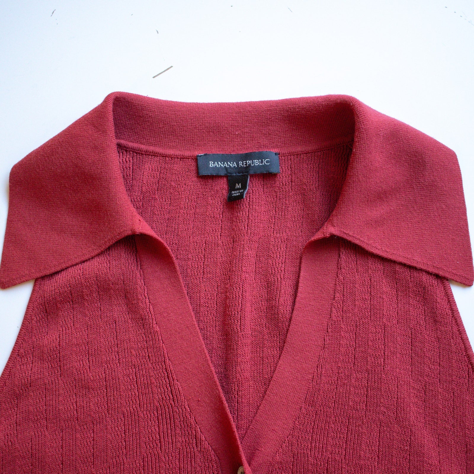 Banana Republic Red Ribbed Sleeveless Knit Top Size Medium