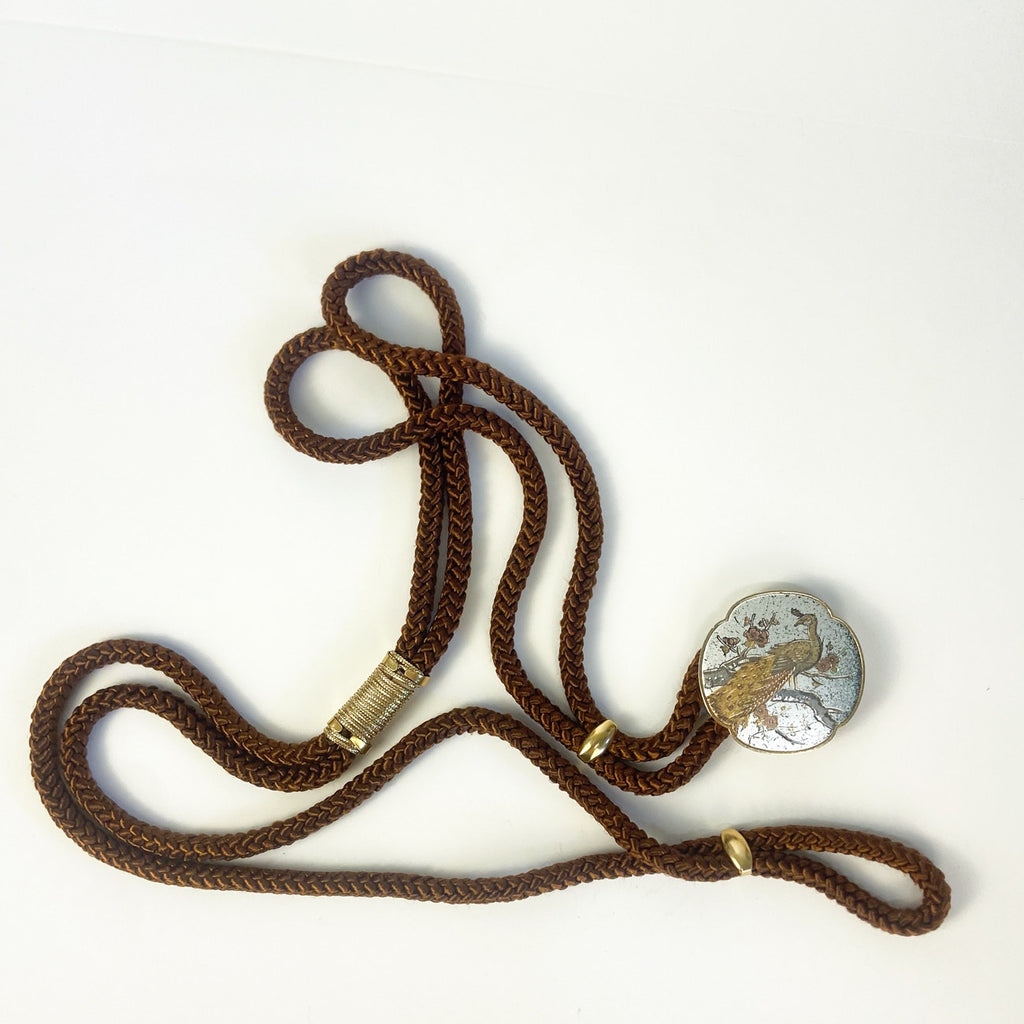 Vintage Rope Belt Peacock Buckle 38 inches Long