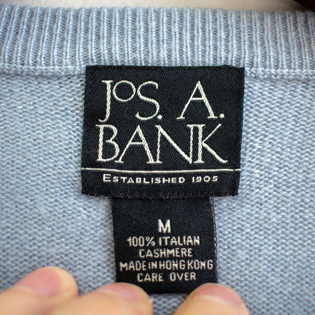 Jos. A. Bank Blue Cashmere V-Neck Sweater Size Medium