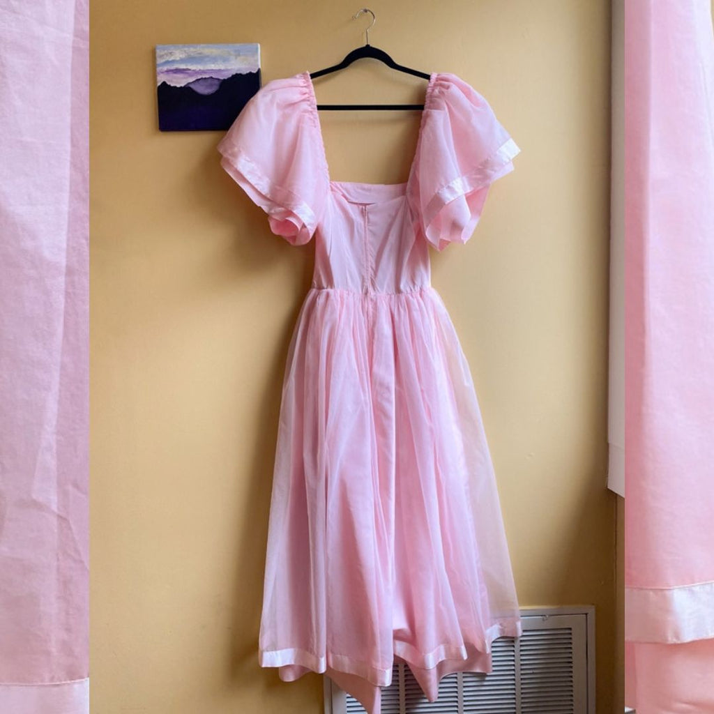 Bridesmaids Dress Vintage 80s Pink Formal Gown