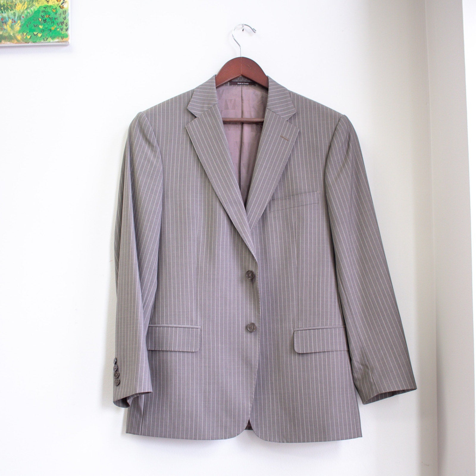 Versace Wool Pinstripe Suit Size 38R