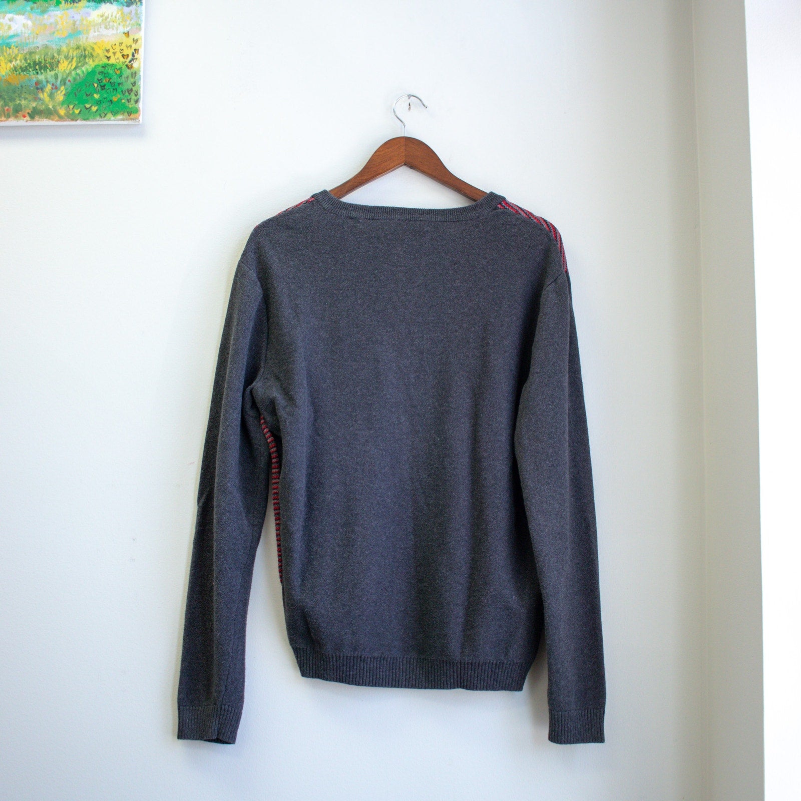 An Original Penguin by Munsingwear V-Neck Striped Sweater Size Large