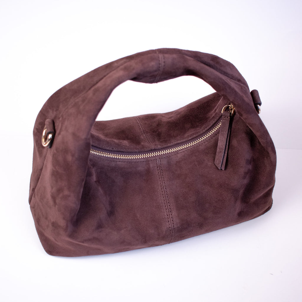 Hyer Goods Chocolate Suede Mini Everyday Shoulder Bag