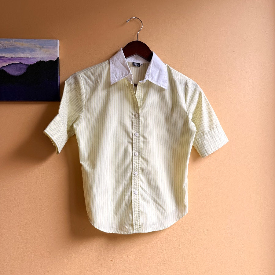 Vintage Light Green Striped Button Down Size Small