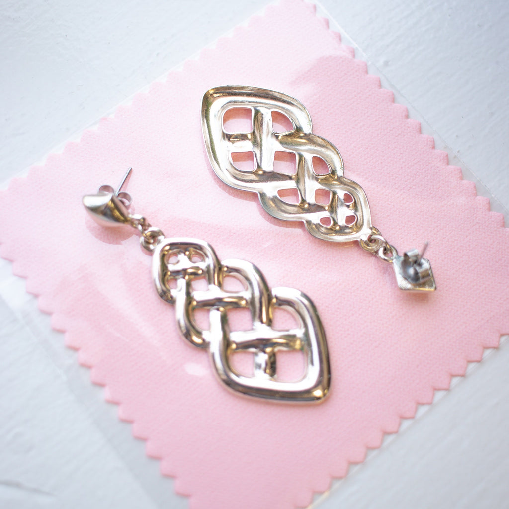 Braided Silver Dangly Earrings