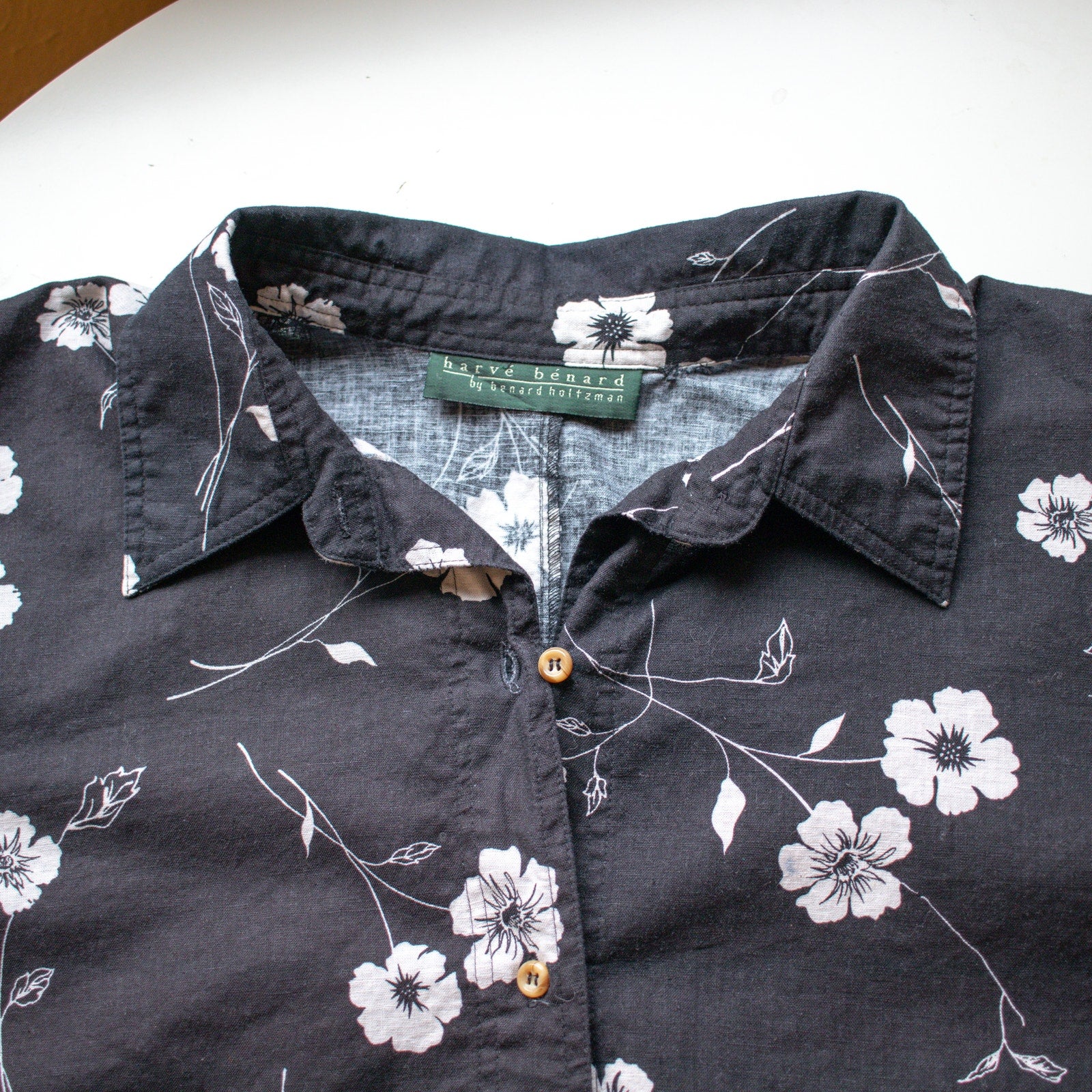 Black Floral Summery Button Up Harve Benard Size 3X