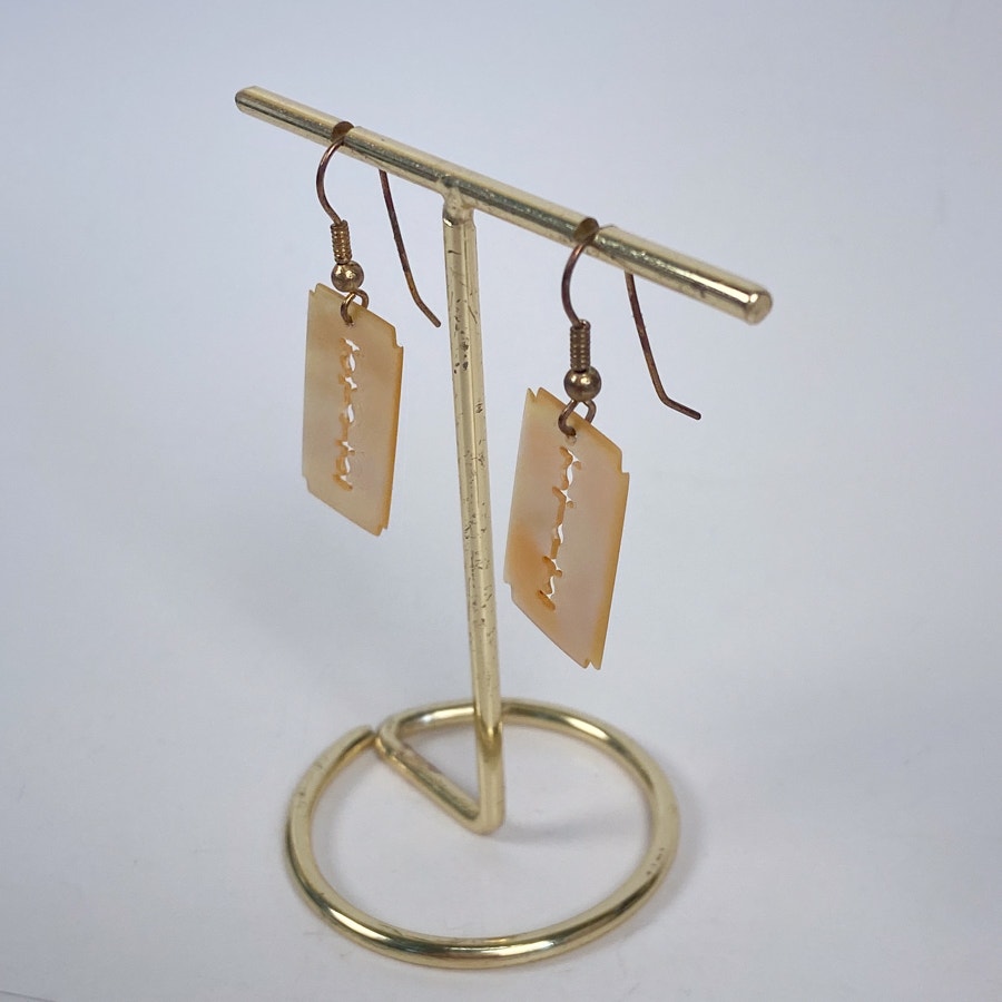 Vintage Mother of Pearl Razor Blade Earrings