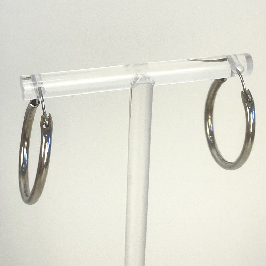 SIlver Earrings Silver Plated Brass Endless Hoop Earrings .75 Inches