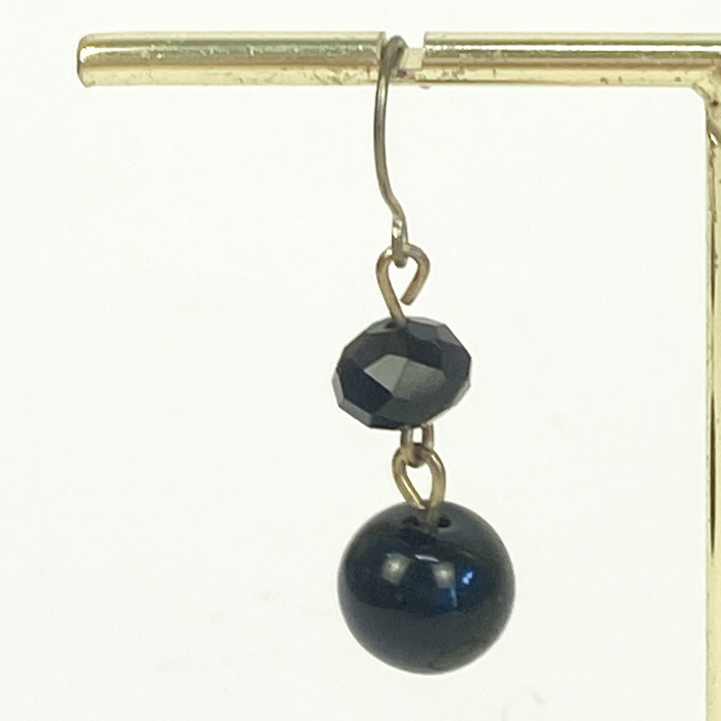 Dangly Earrings Black 1.5 Inches