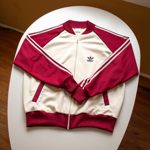 Adidas Maroon Red Racing Stripe Zip-up Size Large