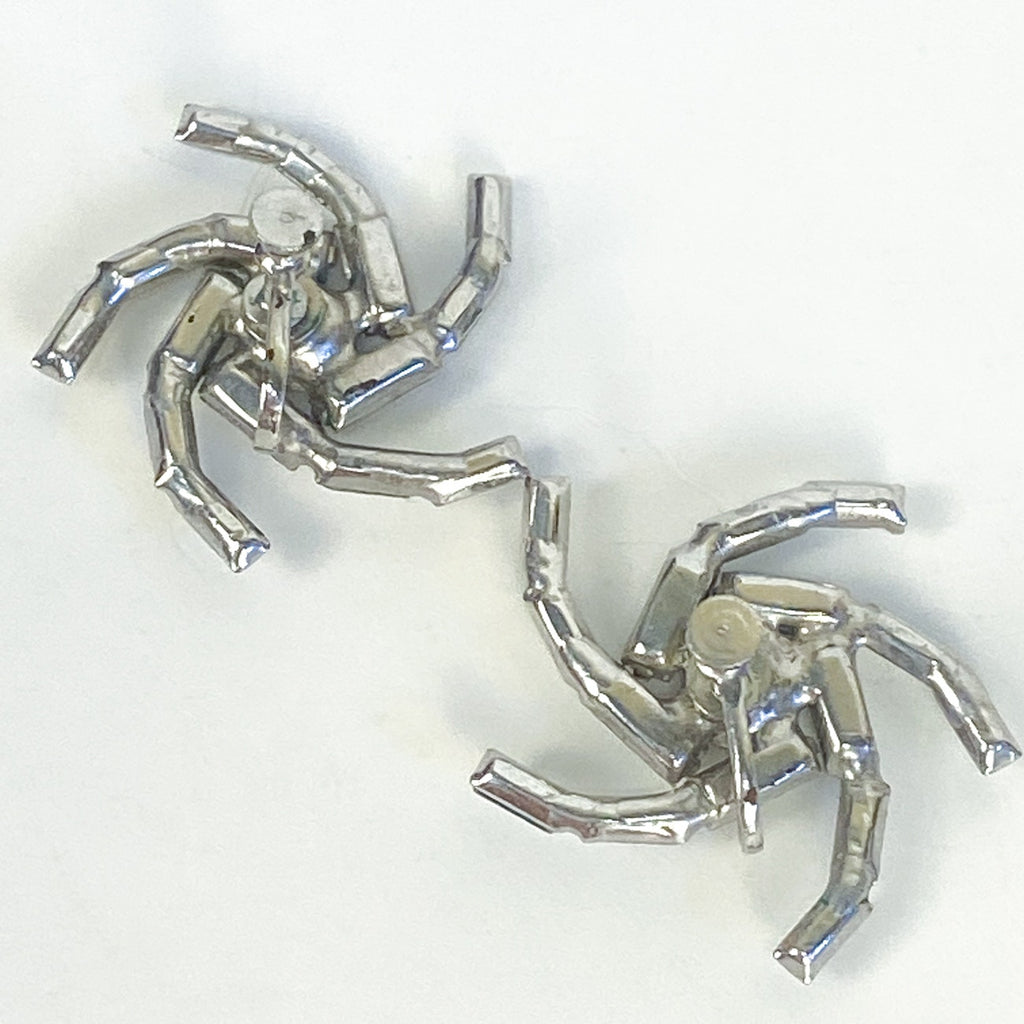 Clip on Earrings Vintage Rhinestone Swirl Screw Back Earrings