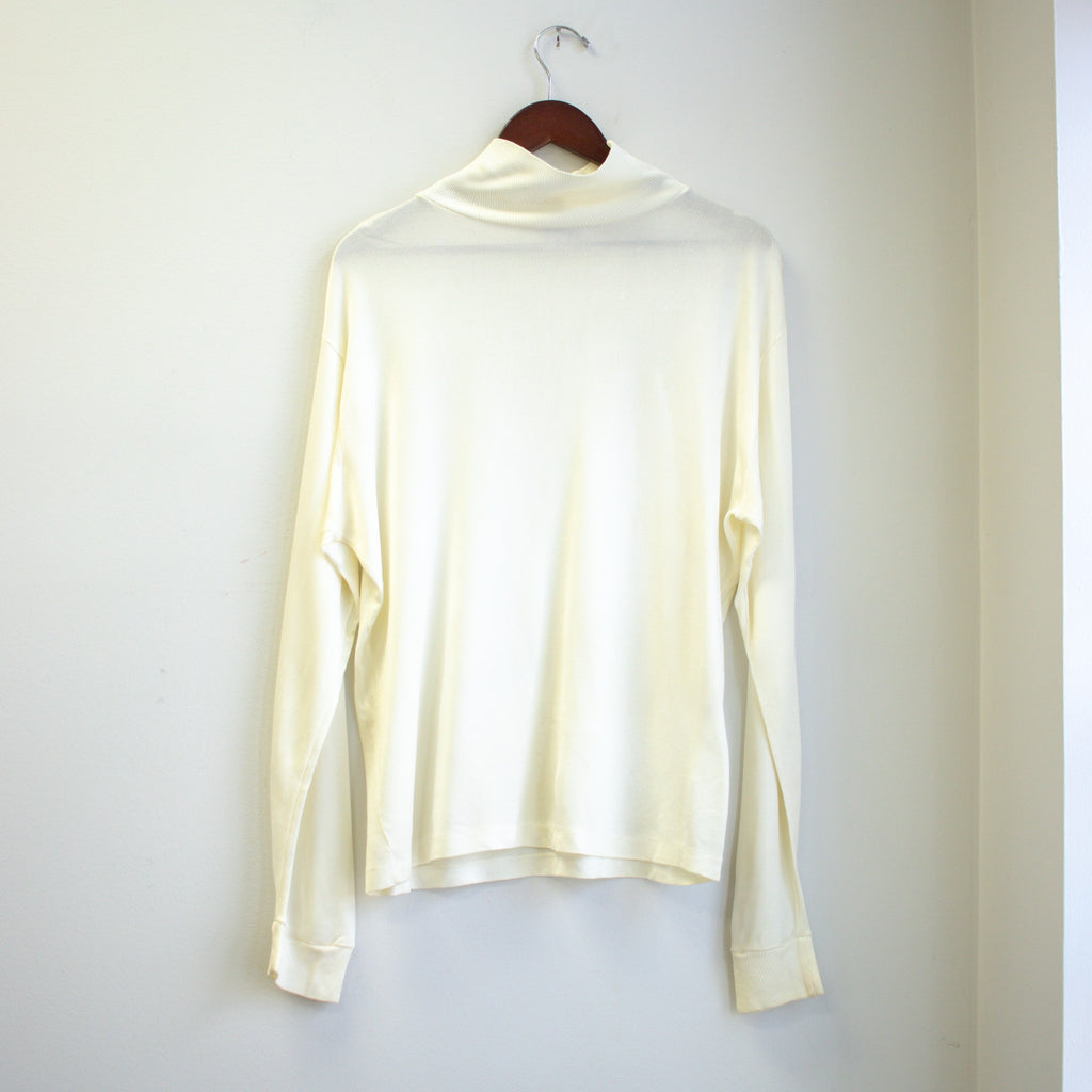 Vintage Long Line Cream Mock Neck Long Sleeve Size Large