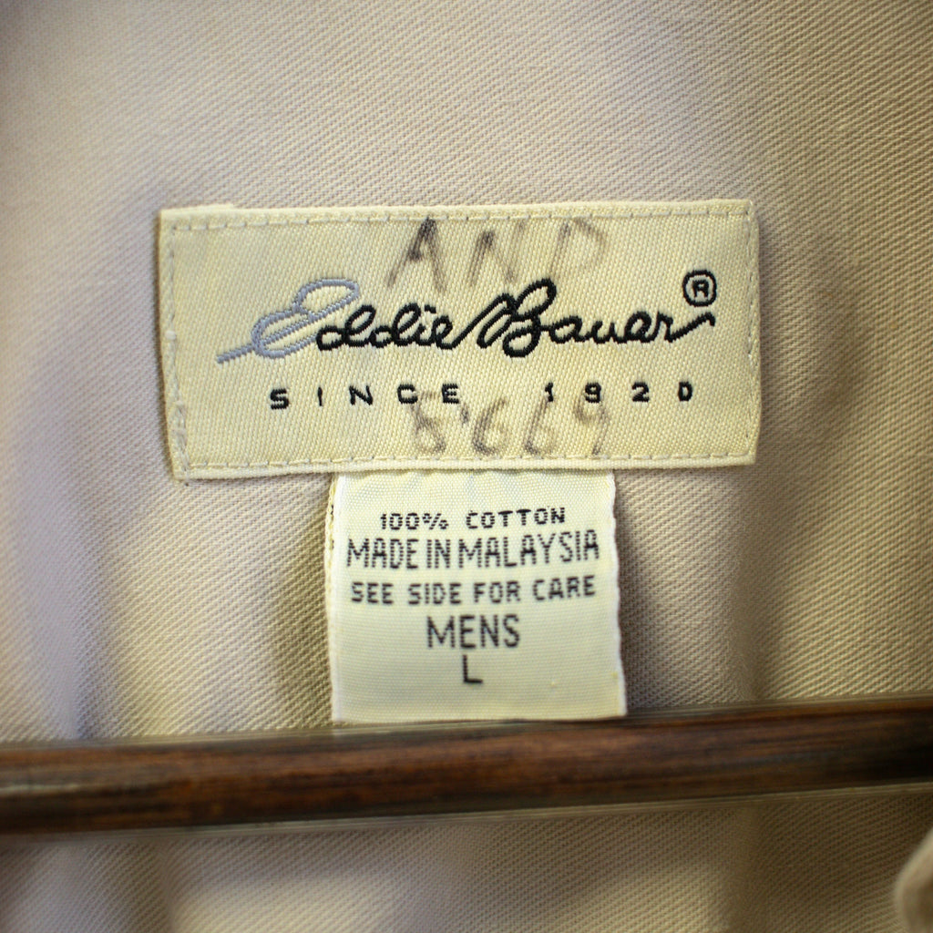 Eddie Bauer Khaki Short Sleeve Button-down Size Large