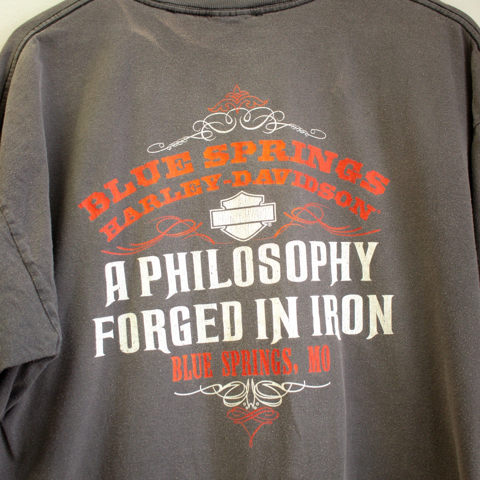 Harley Davidson Bleached Worn grey Tee Oversized Tee Size Large