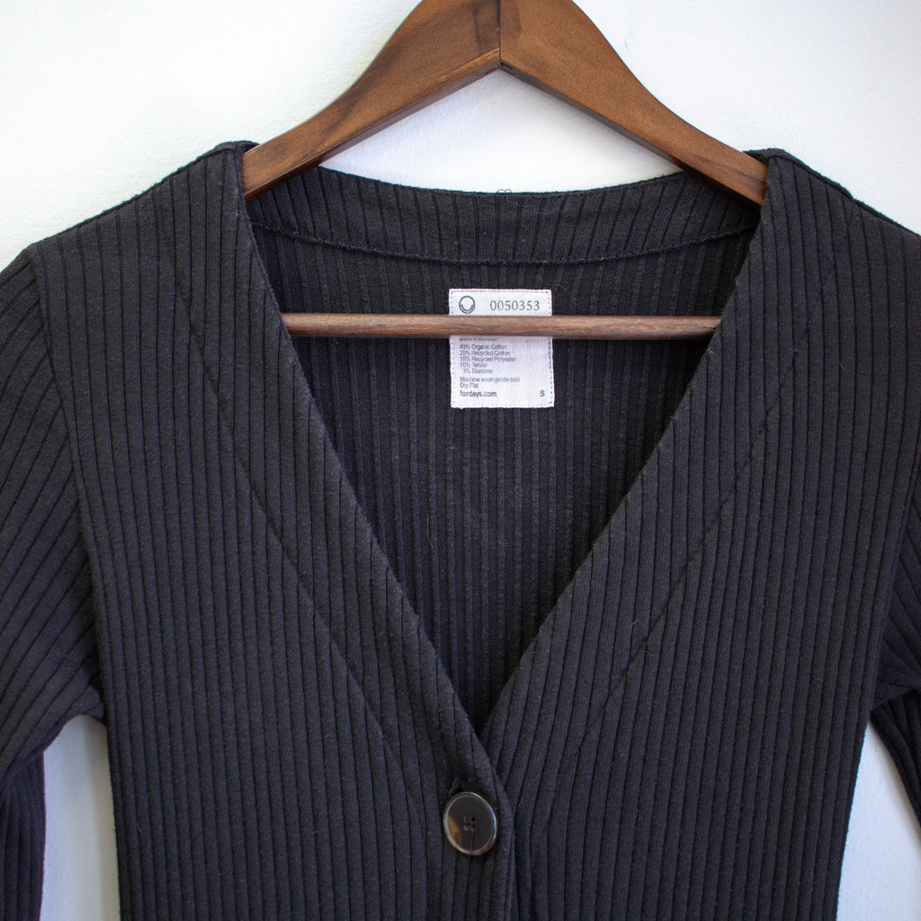 For days Black Ribbed Button-Down Dress Size Small