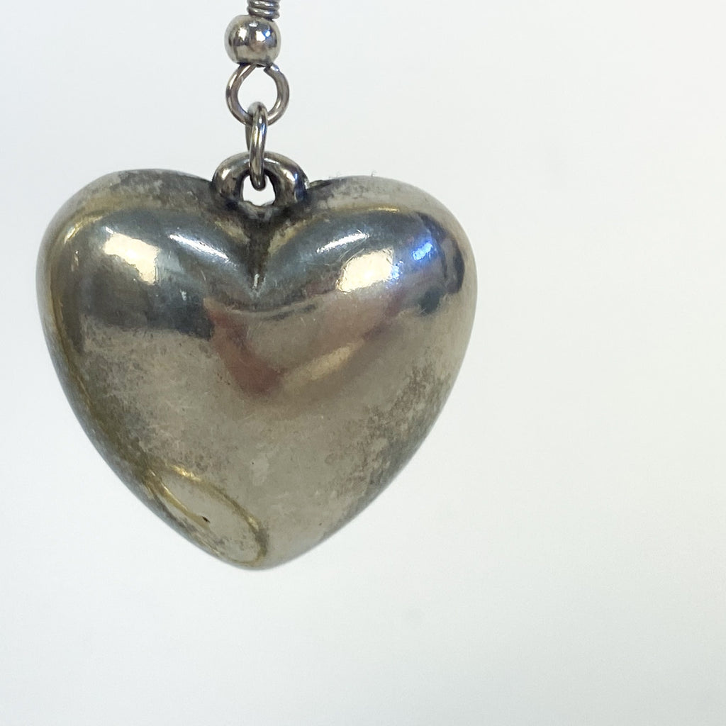 Silver Earrings | Big Heart Earrings Vintage