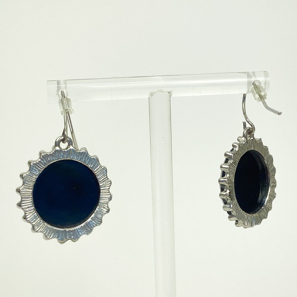 Black Dangle Earrings | Faceted Round Earrings