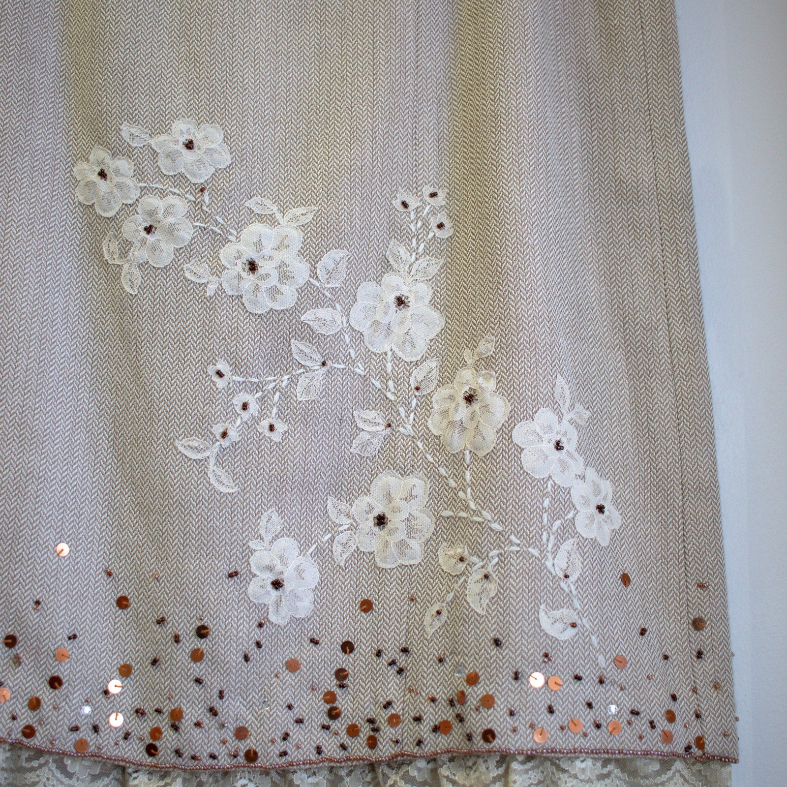 Mac & Jac Vintage Floral and Lace Accented Skirt Size 12