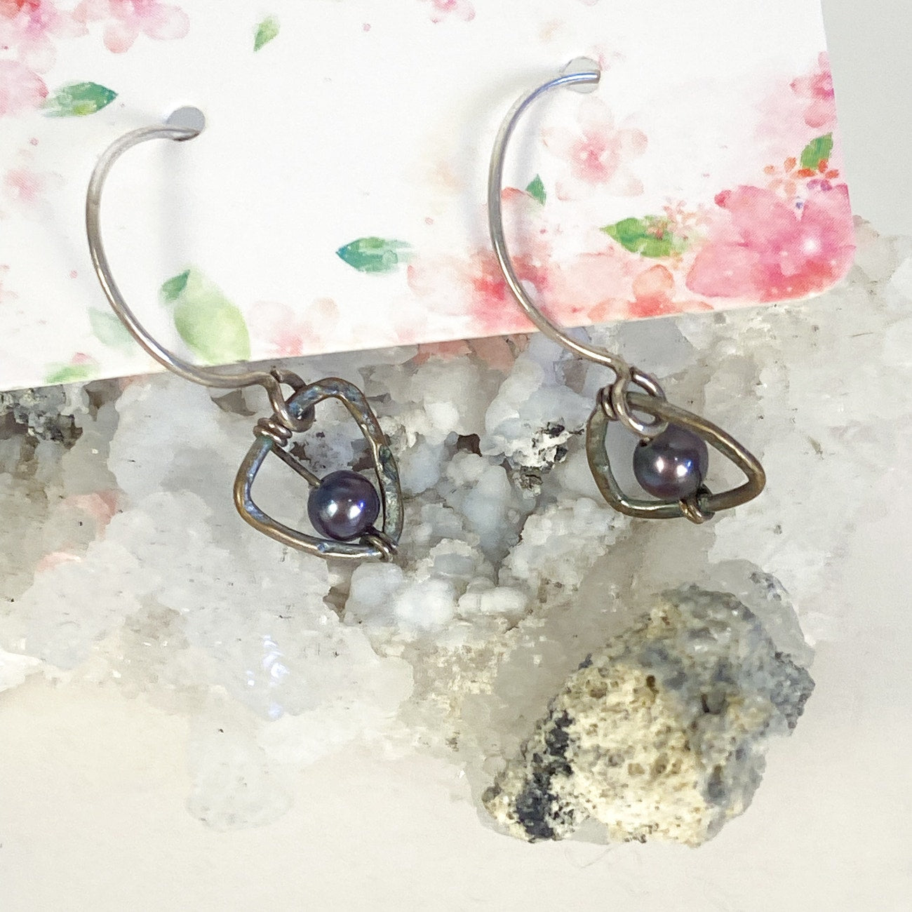 Tuscan Mom Aesthetic Silver Earrings Small Beaded Dangly Earrings