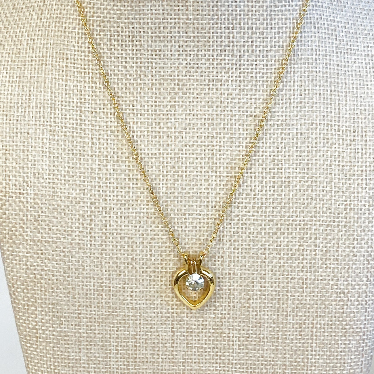 Tuscan Mom Aesthetic Gold Necklace Rhinestone Gold Tone Necklace