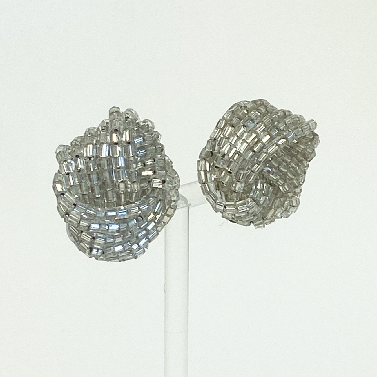 Beaded Knot Clip On Earrings Vintage
