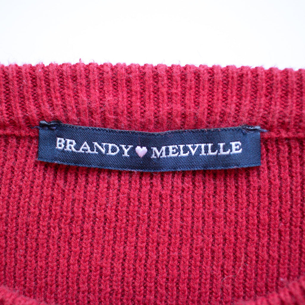 Brandy Melville Racing Stripe Crew Neck Cropped Sweater Size XS/S
