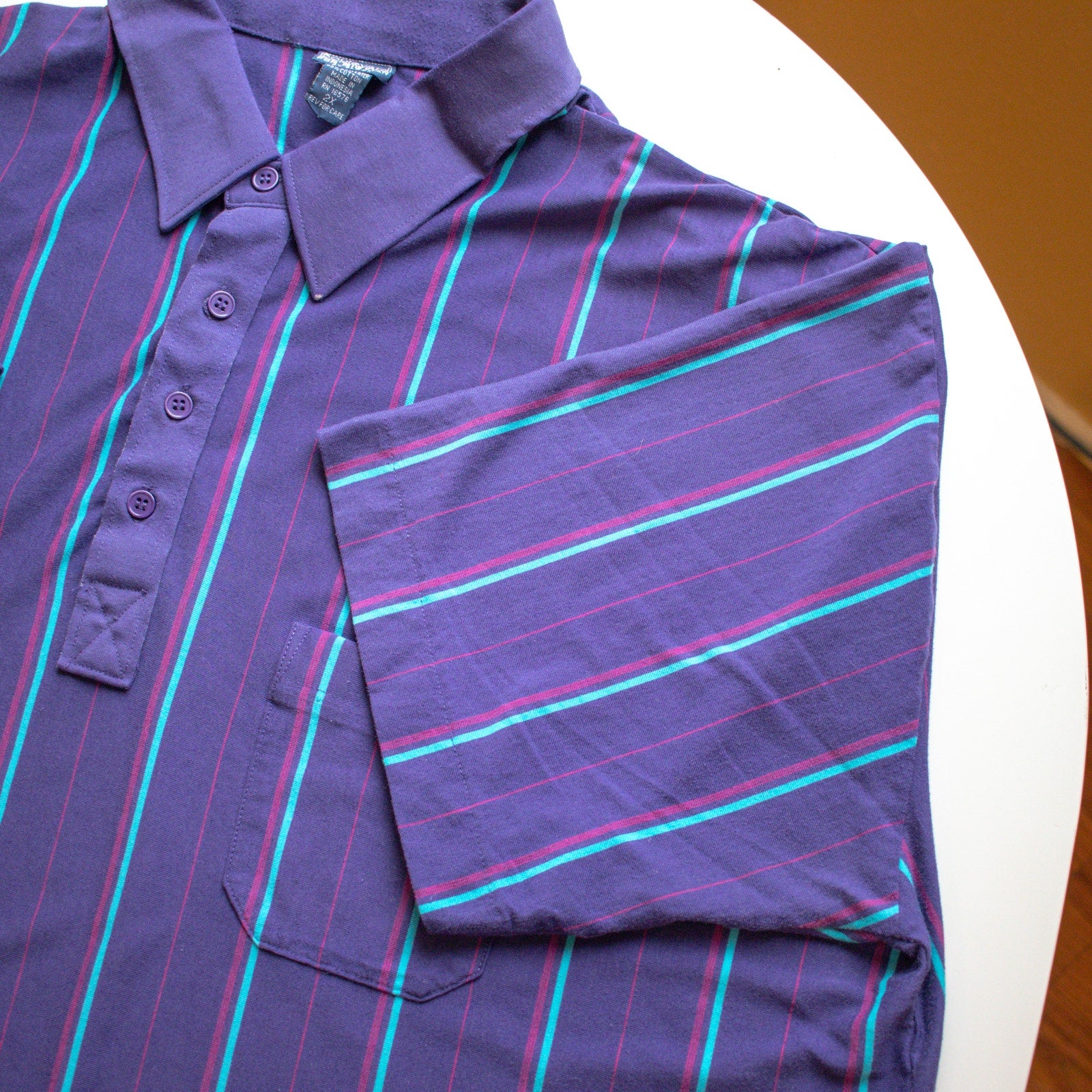 Boulevard For Big Man By Block Purple Striped Polo Size 2X