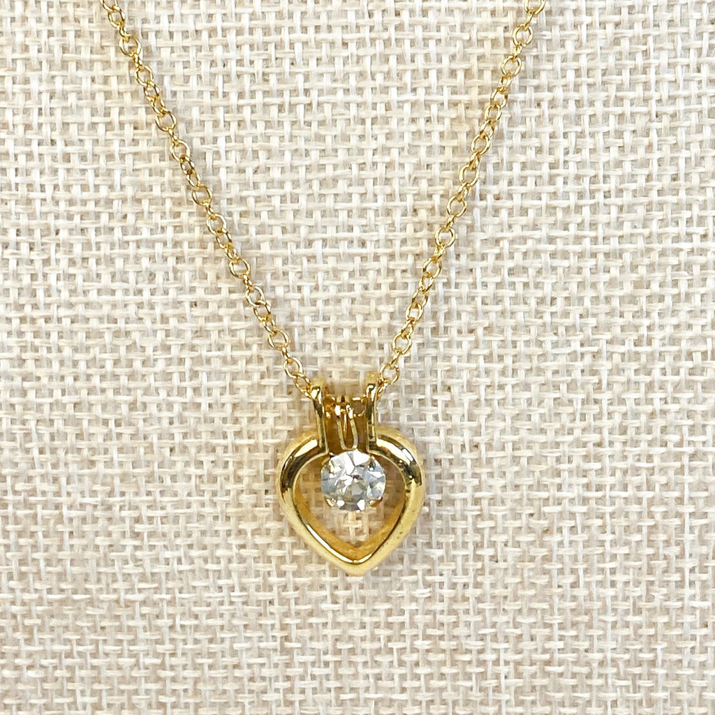 Tuscan Mom Aesthetic Gold Necklace Rhinestone Gold Tone Necklace