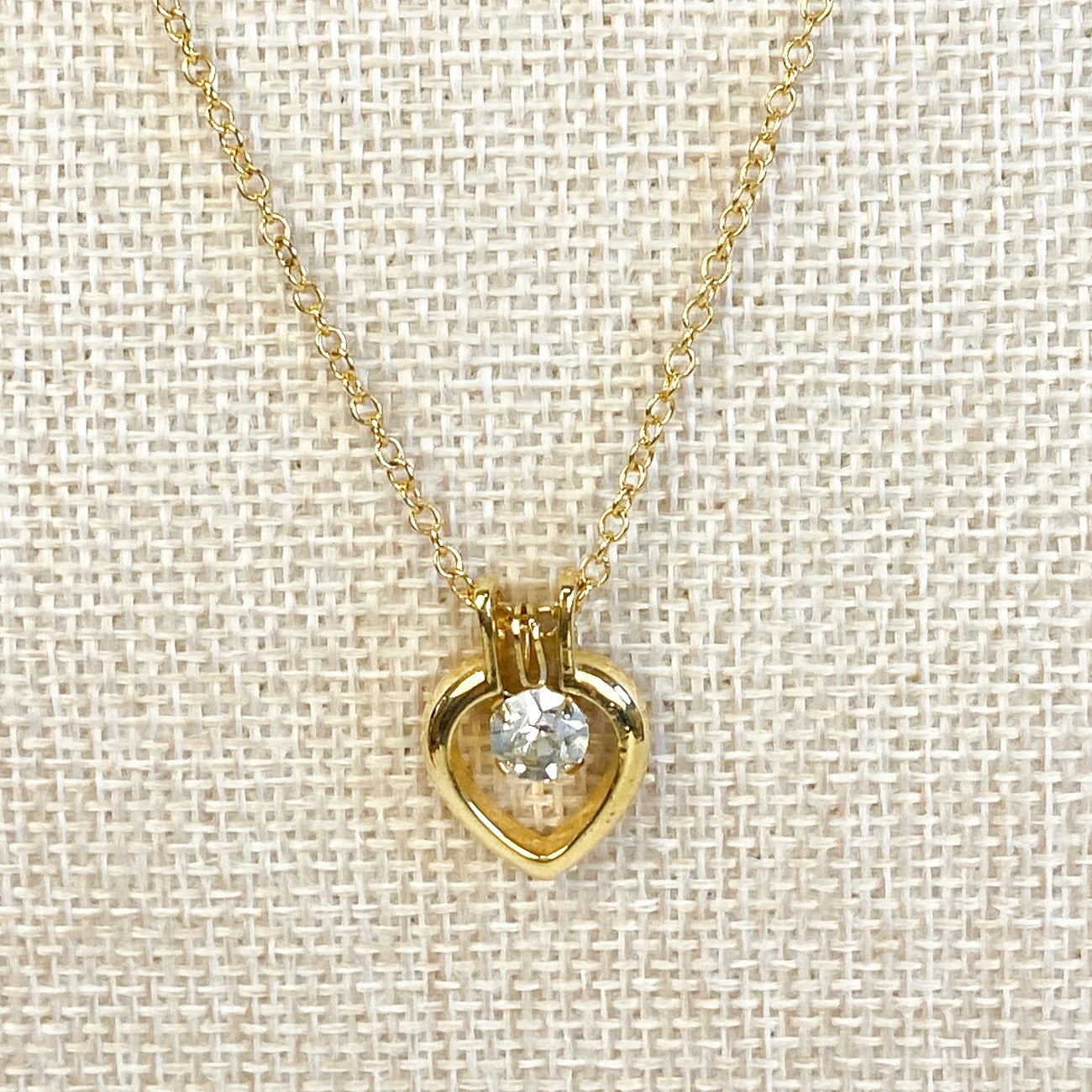 Tuscan Mom Aesthetic Gold Necklace Rhinestone Gold Tone Necklace