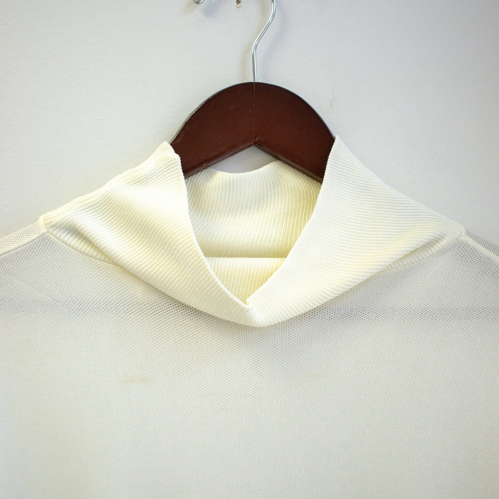 Vintage Long Line Cream Mock Neck Long Sleeve Size Large