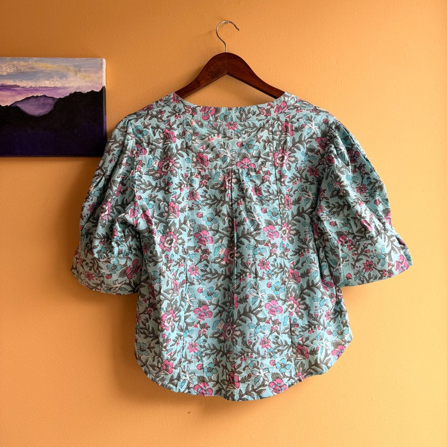 Maya's Mahal Floral Cotton Half Sleeve Blouse Size L/XL