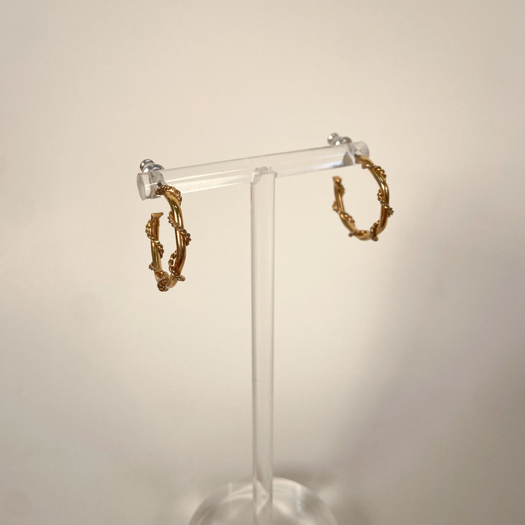 Vintage Twist Small Gold Hoops
